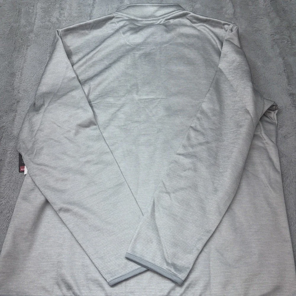 Flag‎ & Anthem Tipton Quarter Zip Performance Striped Fleece Slate Heather NWT